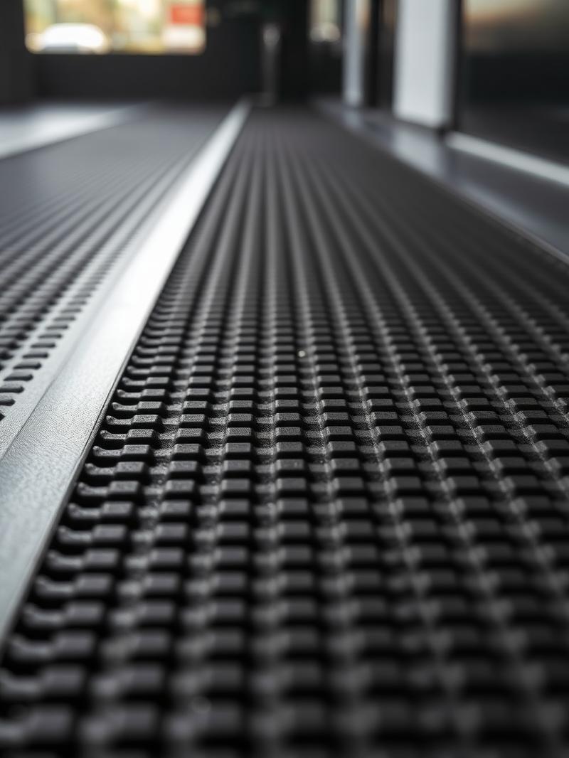 Tappeto asciugapasso tecnico nero con texture rigata